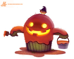 cryptid-creations:  Daily Paint #1066. Cact-o’-lantern