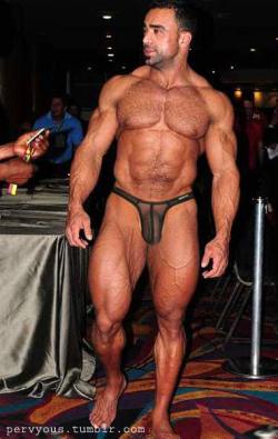 Mounds of muscles, great pecs, and his bulging