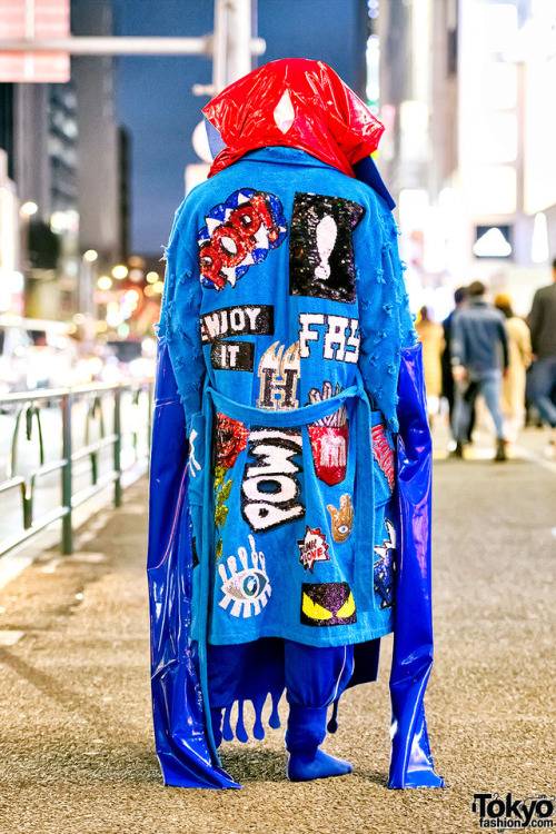 Avantgarde fashion-loving 17-year-old Japanese high school student Kanji on the street in Harajuku a
