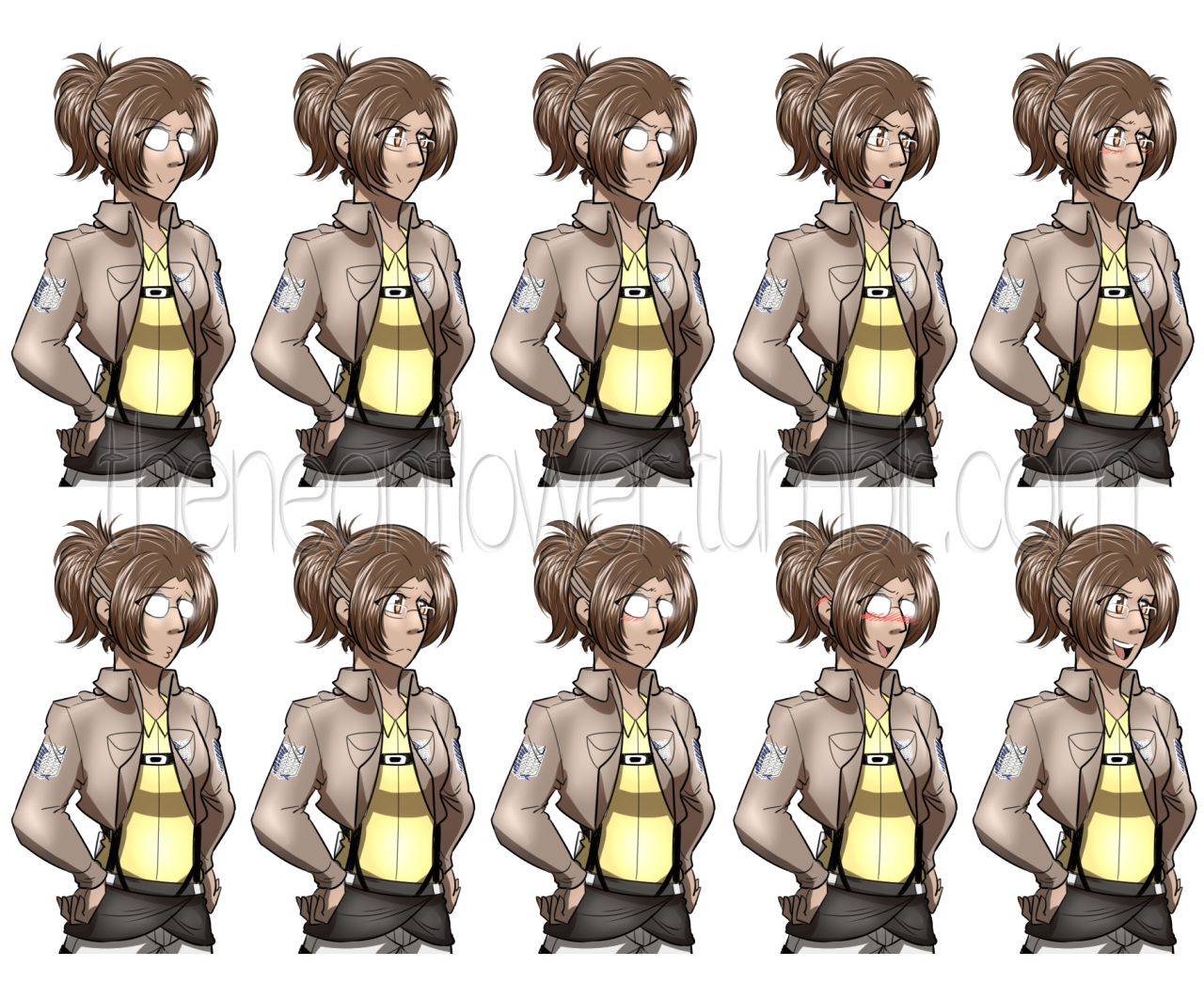Squad Leader Hange Zoë — theneonflower: Hanji zoe character sheet for a...