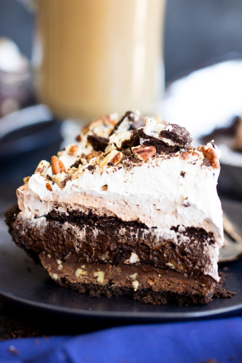 Quadruple layer chocolate pudding pie