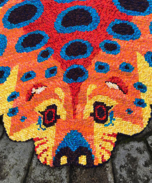 clarawinnie:My needlepoint Jaguar rug is finally finished and she turned out great! She measures rou