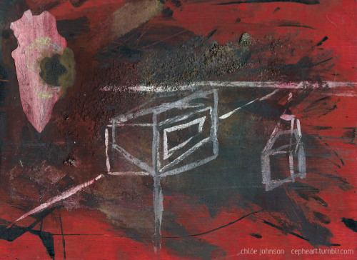 no perspective ink, acrylic, paper on board