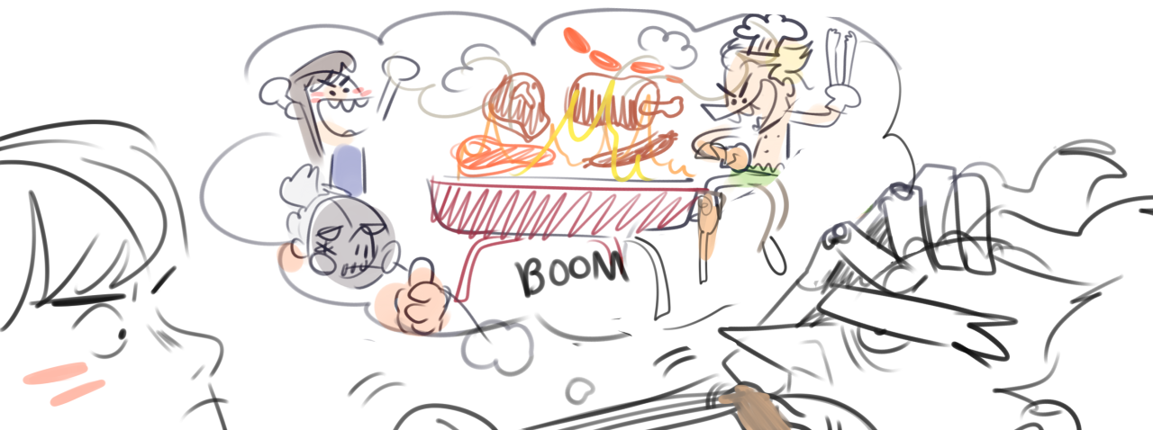 kubbied:d.va invites some buddies to a home bbq hangout 
