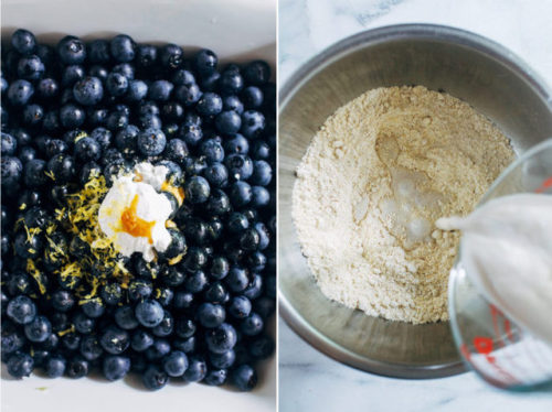 tinykitchenvegan:Vegan Blueberry Cornbread Cobbler