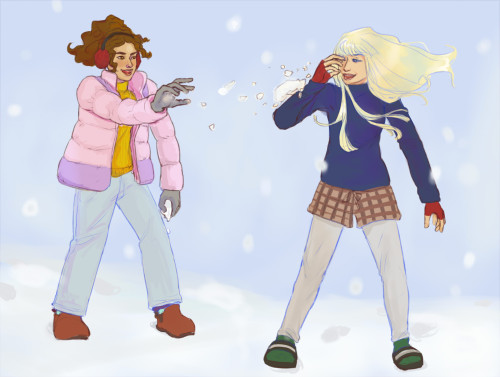 kitty n yana starting a snowball fight ❄️ 