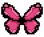 Pixel art of a pink butterfly