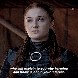 gameofthronesdaily:Sansa + Arya being protective of Jon in 8.06