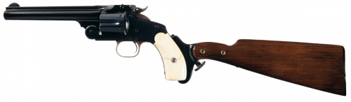 A Smith &amp; Wesson Model 3 revolver with ivory grips and detachable shoulder stock, late 19th cent