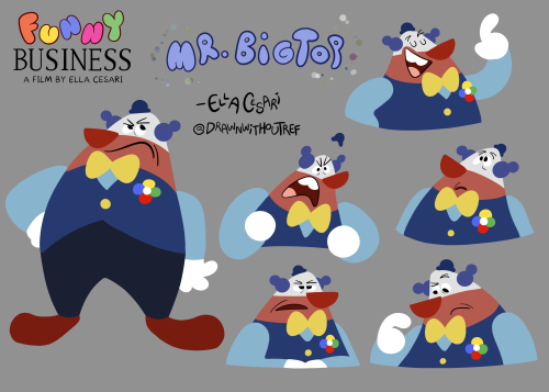 poses/alt. outfit for mr. bigtop + ref sheet of the background clowns from my film FUNNY BUSINESS !