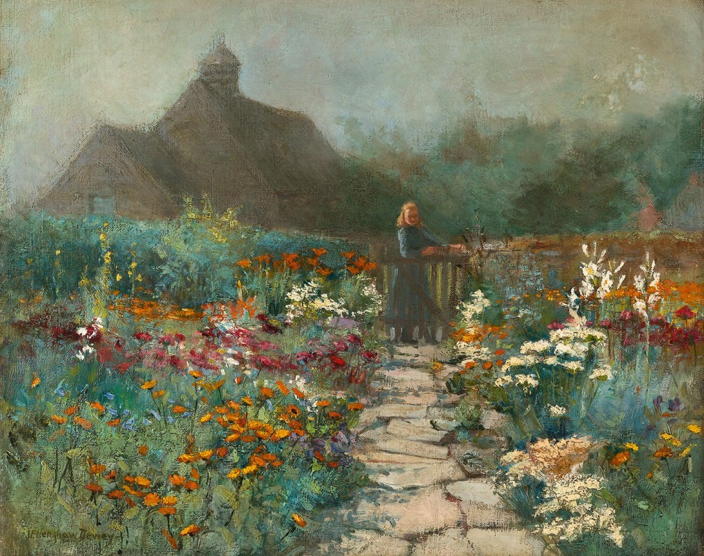 pintoras:  Julia Henshaw Dewey (American, d.1928): Woman by a Garden (via Questroyal