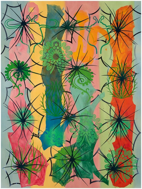 lostfunzones:Philip Taaffe, Cactus Garden (2016)Mixed media on canvas.80 x 60 inches (203.2 x 152.4 