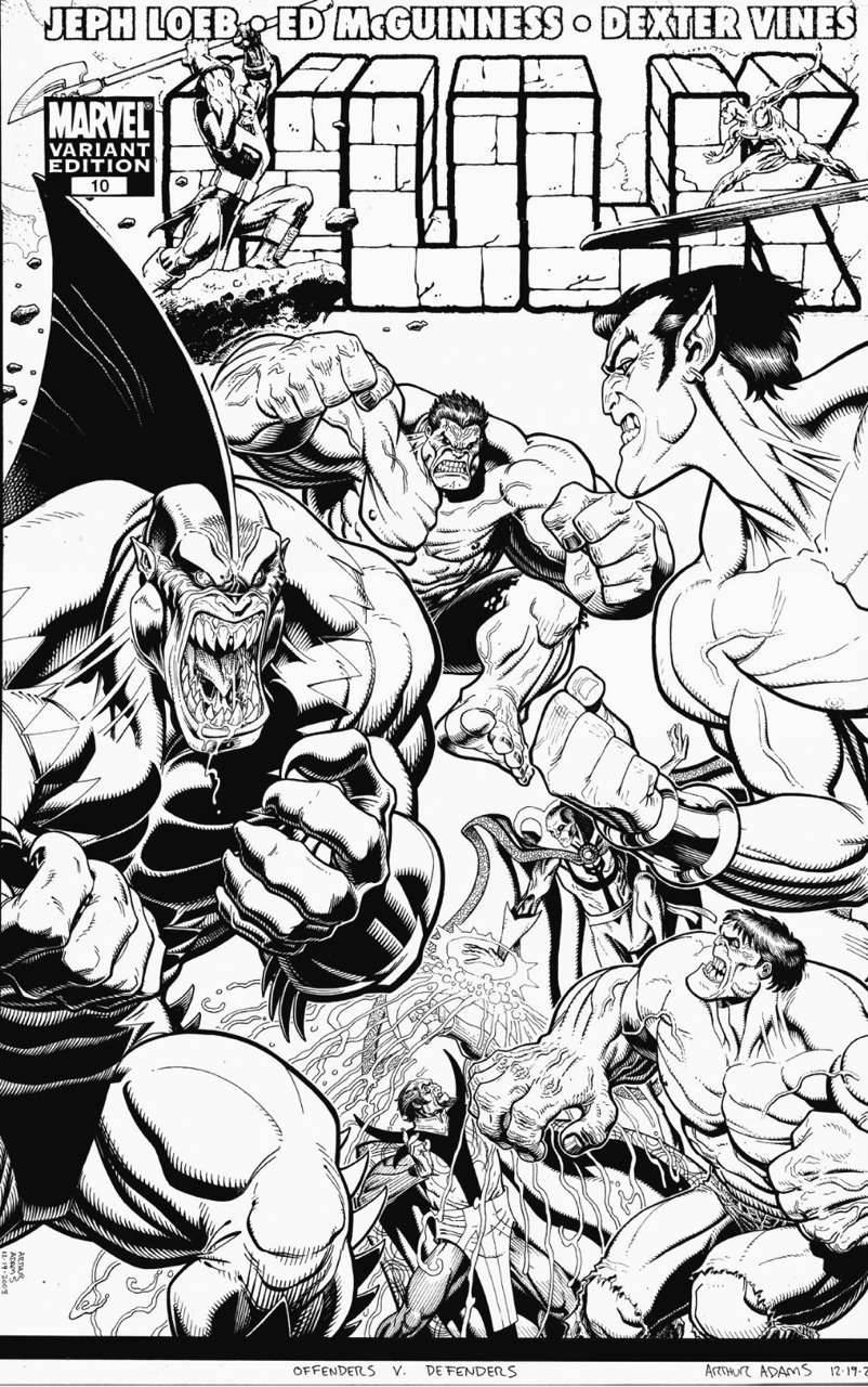 ungoliantschilde:  Arthur Adams ~ Art Process for the variant cover for HULK # 10.