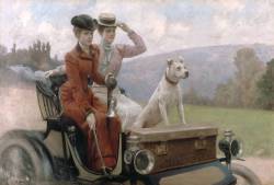 steelylaceribbon:  Julius LeBlanc Stewart, The Goldsmith Ladies in the Bois de Boulogne in a Peugeot ‘Voiturette’ 1897, (1901) 