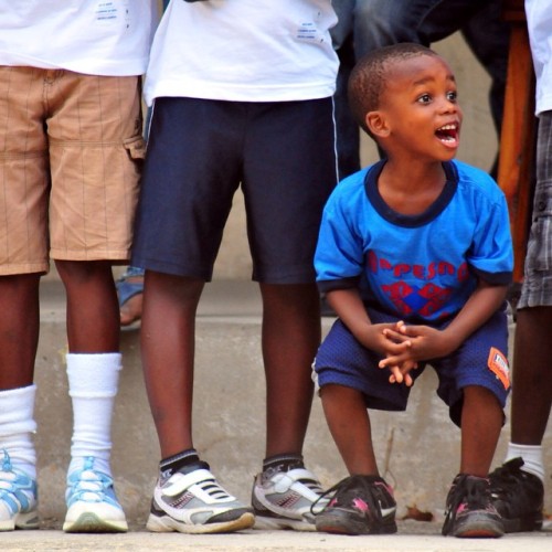 A Little Boy Reacts To His Home #basketball #team #scoring Against The #division1 #Ninja Cap-Haitien