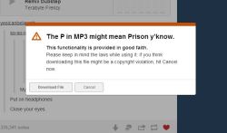 painttaire:  on the xkit audio downloader extension pops up this window for copyright violations   and it’s a different one every time  i mean  this  is  just  hilarious  i love the xkit guy