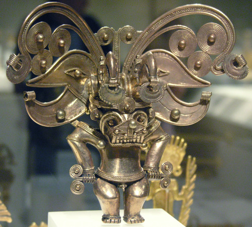 Masked metal figurines made by the Tairona people of Colombia, 10th- 16th c. A.D.