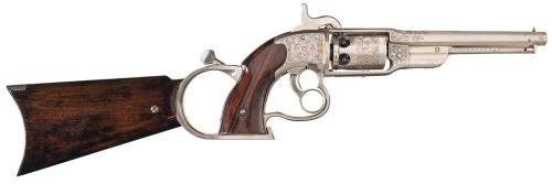 Engraved Savage percussion revolver with detachable Alsop shoulder stock, circa early 1860′s.from Ro