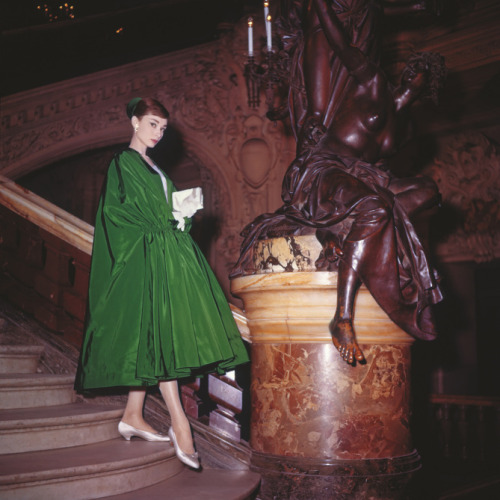 Audrey Hepburn photographed during the production of &ldquo;Funny Face&rdquo;, Paris, 1956.