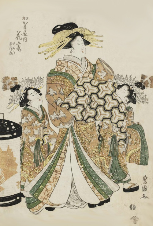 Hanatsuma of the Kagaya.  Ukiyo-e woodblock print.  About 1800, Japan.  Artist Utagawa Toyokuni I