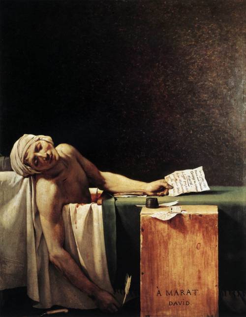 artist-jacques-louis-david:  The Death of Marat, 1793, Jacques-Louis DavidMedium: oil,canvas