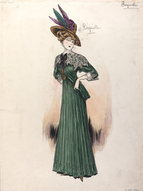 Jeanne Paquin, drawing &ldquo;Reginella&rdquo; dress, 1908, V &amp; A Collection