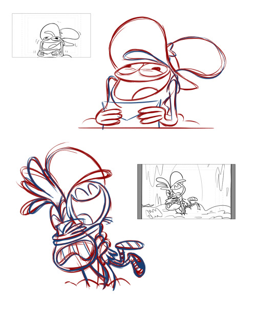 alcornstudios:  Heya Tumblr-ville! Here are some rough poses from WOY season 2′s “The Matchmaker”. I’m not sure why, but some of these never made it past the rough stage. Red lines tend to be my first pass, then I’ll move on to the blue line