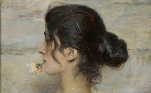 Ettore Tito - With a Rose in Her Lips (1895)