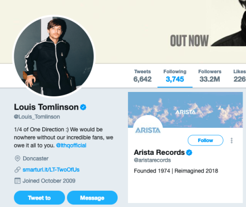 Louis’ recent twitter activity - 07/03