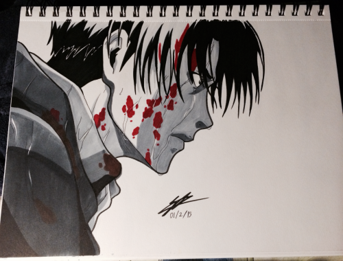 unofficial-survey-corps:Levi Ackerman - A Choice With No Regrets. It looks like he could be crying i