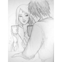 sorceressmyr:  Date night in winter…  I really love the way Kishi draw Sakura in Sakura Hiden inner cover, sooo beautiful.. And it seems she was on a date, with Sasuke of course. So here they are :)  Pencil sketch. 