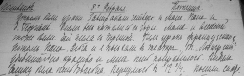 Olga Nikolaevna and Tatiana Nikolaevna’s diary entries for 8th/21st February 1913“Had lessons. About