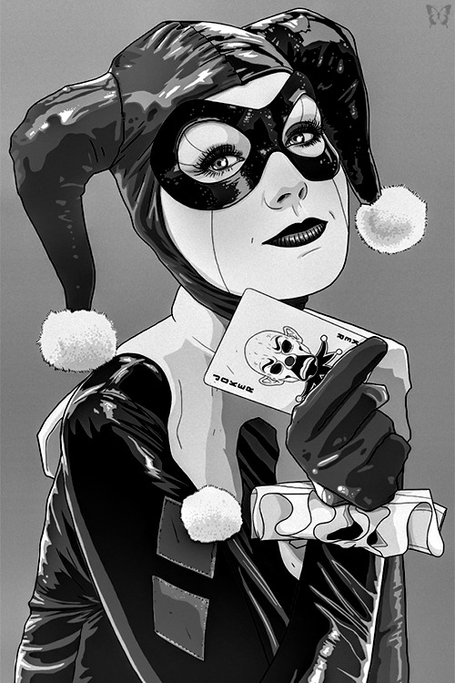 whitesoulblackheart:  Harley Quinn by Tavo Montañez ©Website / FB / Behance For Ashlyn … Wanna try my pie, Puddin?(Please leave credit & links… Ƹ̴Ӂ̴Ʒ) 