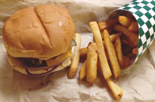 White Spot this evening, on the ferry to the Sunshine Coast. Fries and a veggie burger with nothing 