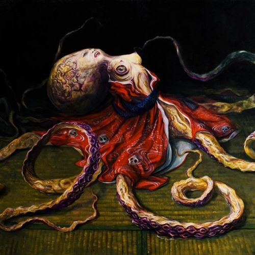 Tomohiro Takagi aka 高木 智広 (Japanese, b. 1972, Gifu, Japan) - Octopussy, 2015  Paintings: Oil on Canv