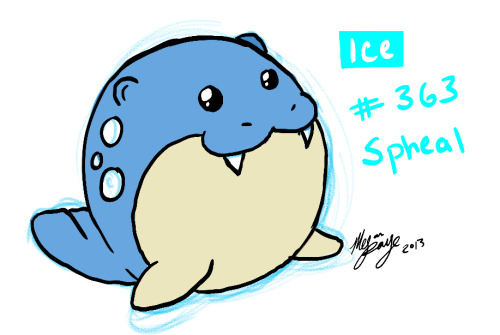 lovely-kunoichi: Day 12:  Favorite Ice Type Spheal looked weird in just black and white so yay flat 