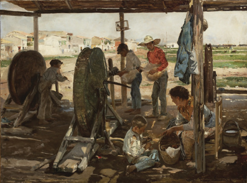 The Ropers. Preparation of flax on the beach  -  Joaquin sorolla i BastidaSpanish  1863-1923