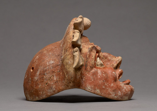 theancientwayoflife:  ~Mask of a Satyr. Culture: Greek (Sicilian) Place of origin: Sicily, Italy Date: 200 - 100 B.C. Medium: Terracotta with polychromy (brownish red, orange red, white, black, pink, sky blue) 