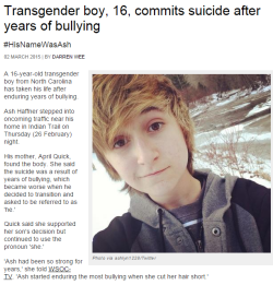 Sheep-Bleats:uglicute:transgender Boy, 16, Commits Suicide After Years Of Bullying.