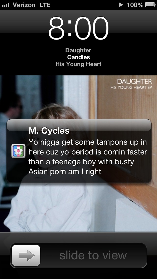 bootox:  IM DRIVING TO SCHOOL AND I FORGOT THAT I HAD A PERIOD APP TO WARN ME AND