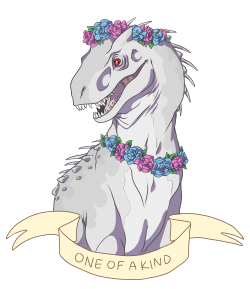 theluvablenerd:  Probably the last dino I’ll draw Indominus Rex is a precious special snowflake…that likes to wreak havoc :TAnd I got enough requests so I threw the designs up onto Redbubble here: http://www.redbubble.com/people/theluvablenerd