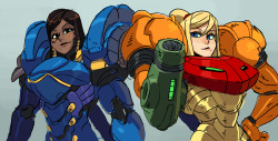 o-8:Some Samus Aran drawings I did for Sketch Dailies this week. Also been meaning to draw Pharah and Samus in the same pic ever since seeing stuff from Overwatch lol~  &lt;3 &lt;3 &lt;3