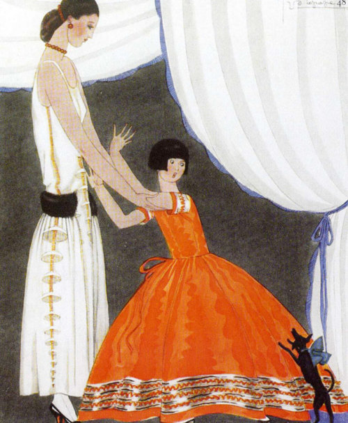 Mother and daughter wearing Lanvin, 1920s illustration by Paul Iribe