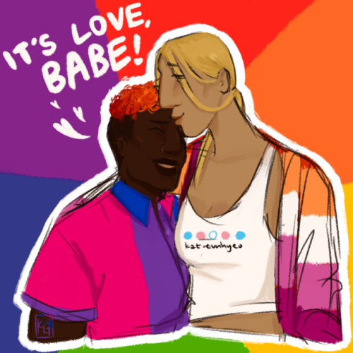 adventuresloane: kat-eunhyeo: it’s pride month, babey!!! [ID: A waist-up drawing of Aubrey and
