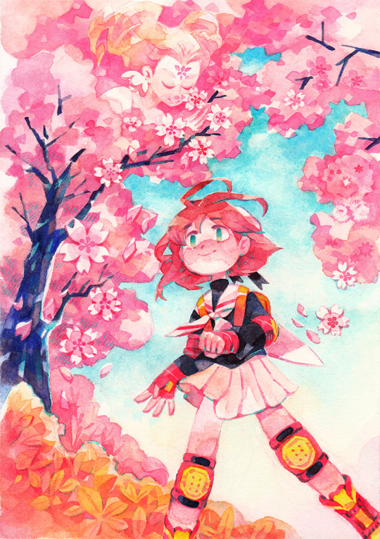 another commission of sakura rollerskating under the sakura trees :)
