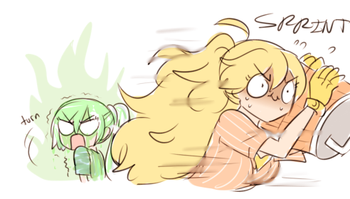 rwby baseball!au silly shenanigans leaders celebrating the winchasing off the annoying
