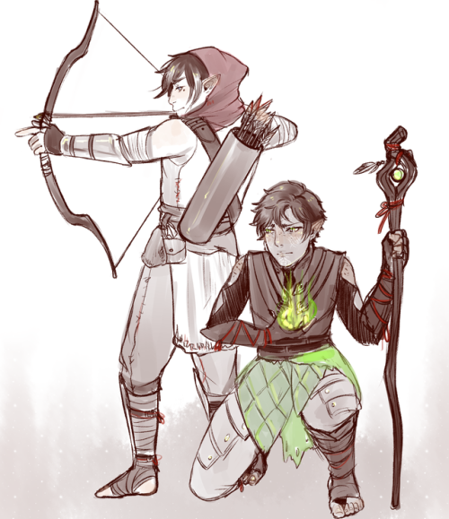 Dragon Age AU scribbles that show I am a slut for both elves and rift mages