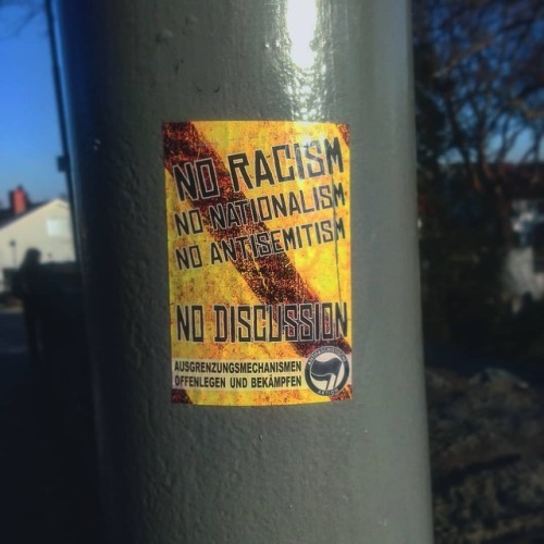 Anarchist and antifascist stickers seen around Stockholm