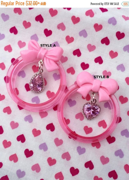 ON SALE Pink Crystal Bow Tunnels- 22mm-36mm (Sold as a Pair)
