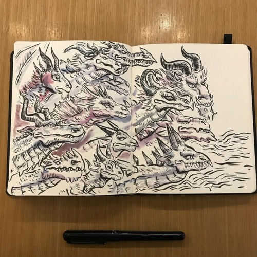 Dragon parade. Most likely not the last drawing of 2018.. . #ink #inkdrawing #brushpen #lineart #b